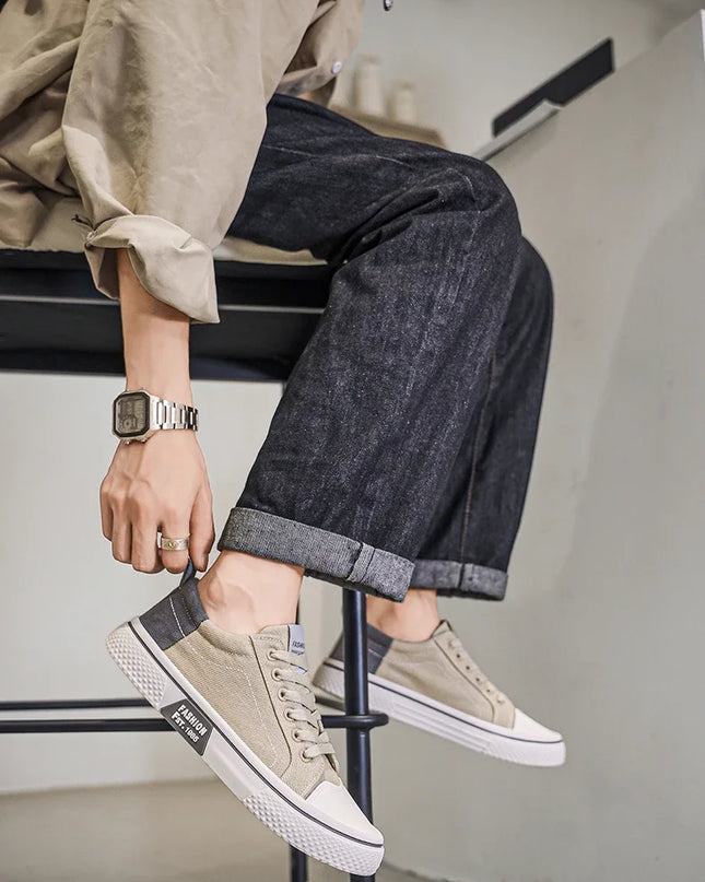 2025 Men's Canvas Shoes Outdoor Fashion Skateboard Shoes for Men Comfor Non-Slip Casual Sneakers Breathable Men Walking Shoes