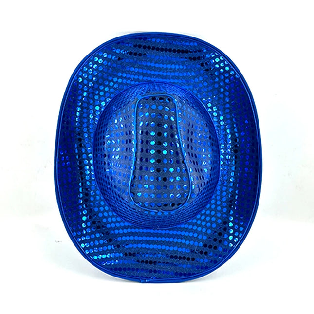 LED Western Cowboy Hat Cowgirl Hat Retro EL Wire Light Brim Jazz Top Hat Bride Cowboy Hat Cosplay Cowboy Costume For Women Men