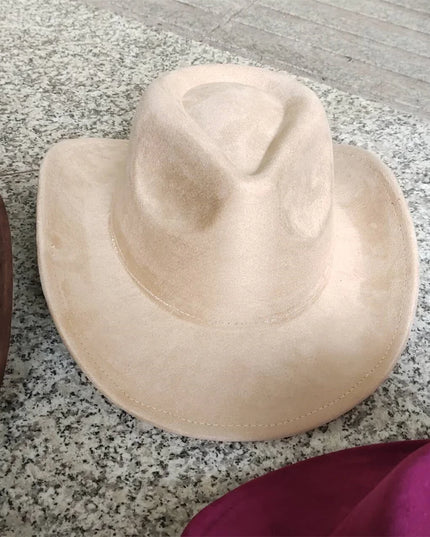Classic Suede Leather 7.5CM Western Cowboy Women's Fedora Hat Men's Church Jazz Hat Fashion Travel Party Hat Denim Hat 2024