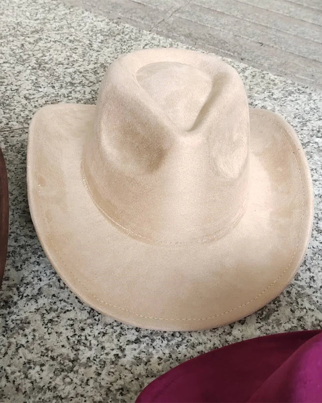 Classic Suede Leather 7.5CM Western Cowboy Women's Fedora Hat Men's Church Jazz Hat Fashion Travel Party Hat Denim Hat 2024