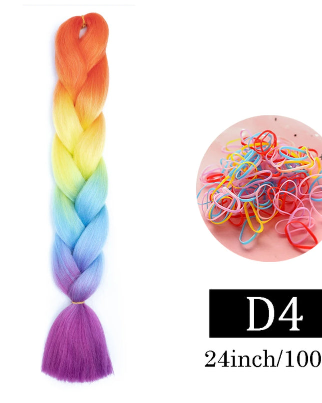 24 Inch Jumbo Braids Extensions Synthetic Braiding Hair Afro Ombre Color kanekalon Hair for Children Braid