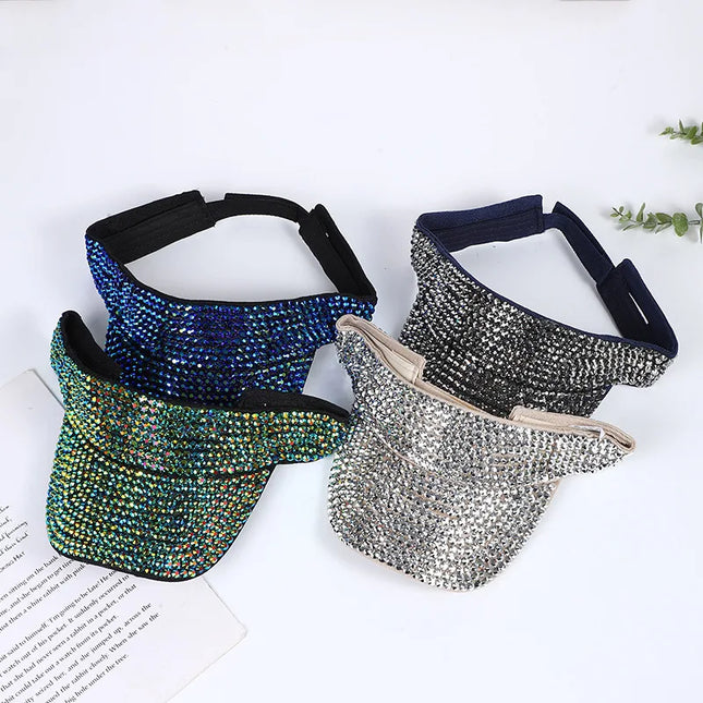 Women Rhinestone Hollow Top Hat Casual Sun Visor Summer Spring Fashion Versatile Diamond-embedded Personalized Baseball Cap