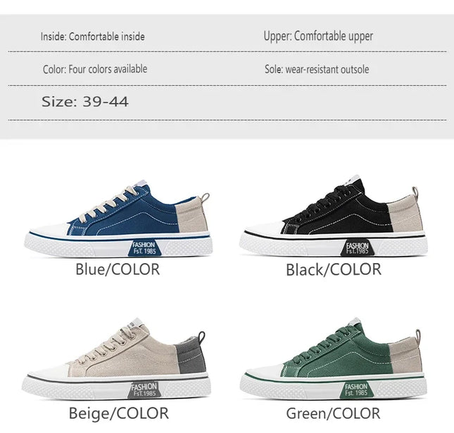 2025 Men's Canvas Shoes Outdoor Fashion Skateboard Shoes for Men Comfor Non-Slip Casual Sneakers Breathable Men Walking Shoes