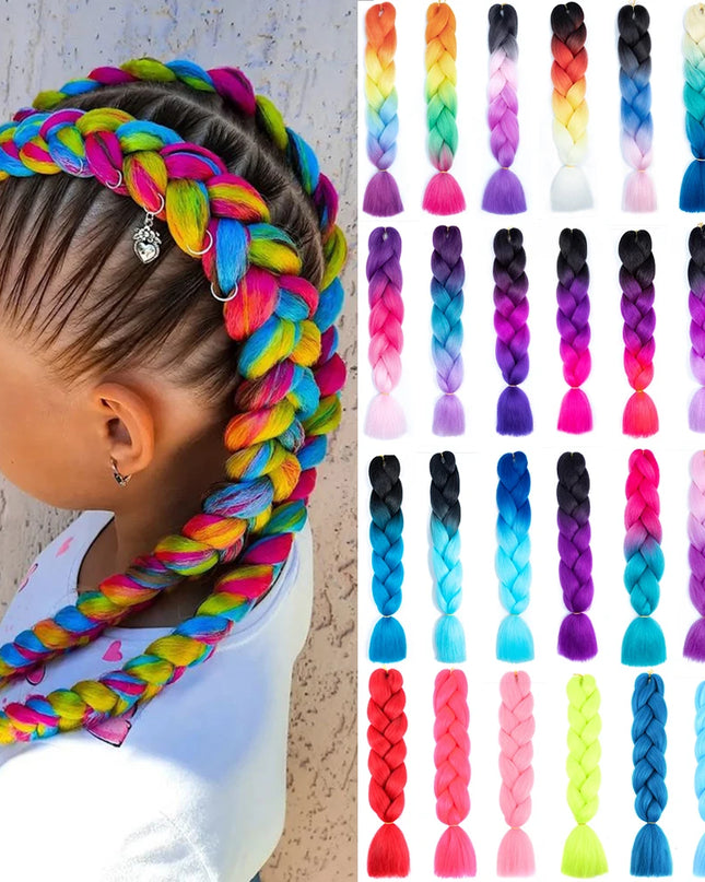24 Inch Jumbo Braids Extensions Synthetic Braiding Hair Afro Ombre Color kanekalon Hair for Children Braid