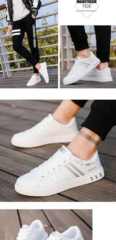 2025 Shoes for men Korean style trendy men's shoes white versatile sports men's casual trendy shoes, flat bottomed board shoes
