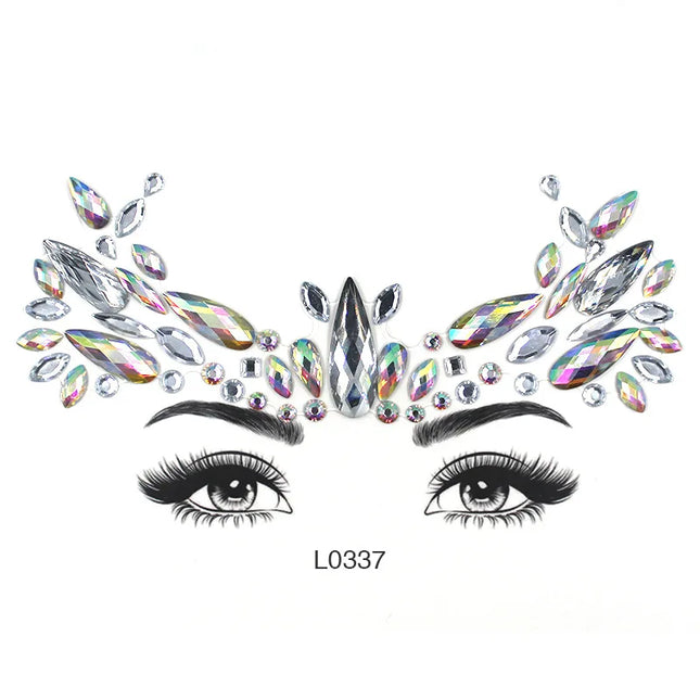 3D Sexy Face Tattoo Crystal Stickers Temporary Tattoos Glitter Fake Tattoo Rhinestones Masquerade Women Party Face Jewels Tattoo