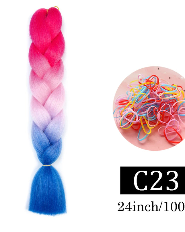 24 Inch Jumbo Braids Extensions Synthetic Braiding Hair Afro Ombre Color kanekalon Hair for Children Braid