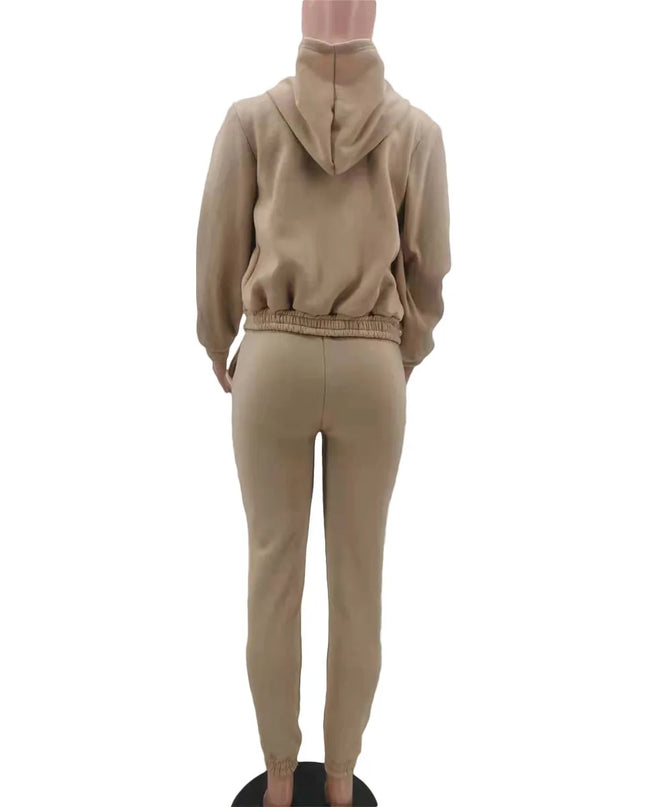 3pcs Women's Clothing Set Fleece-lined Hooded Sweater &Sleeveless Tank Top & Sports Sweatpants Pants