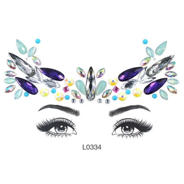 3D Sexy Face Tattoo Crystal Stickers Temporary Tattoos Glitter Fake Tattoo Rhinestones Masquerade Women Party Face Jewels Tattoo