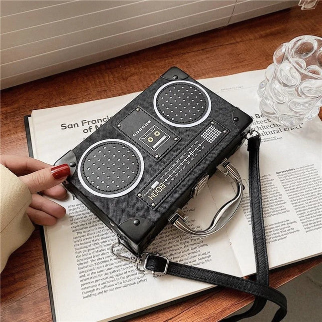3 Color Vintage Versatile Creative Radio Unisex Satchel Metal Punk Shoulder Bag Nostalgia Small Square Bag for women men grils