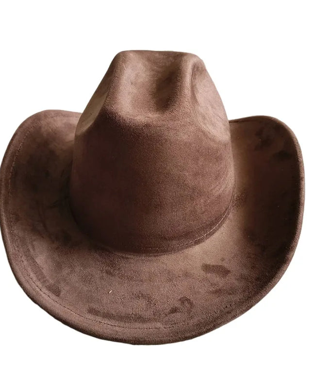 Classic Suede Leather 7.5CM Western Cowboy Women's Fedora Hat Men's Church Jazz Hat Fashion Travel Party Hat Denim Hat 2024