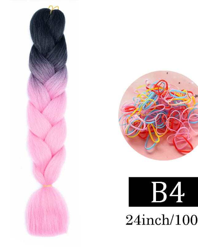 24 Inch Jumbo Braids Extensions Synthetic Braiding Hair Afro Ombre Color kanekalon Hair for Children Braid