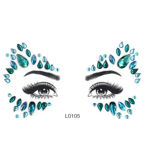 3D Sexy Face Tattoo Crystal Stickers Temporary Tattoos Glitter Fake Tattoo Rhinestones Masquerade Women Party Face Jewels Tattoo