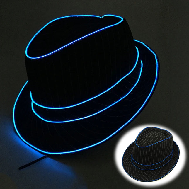 LED Western Cowboy Hat Cowgirl Hat Retro EL Wire Light Brim Jazz Top Hat Bride Cowboy Hat Cosplay Cowboy Costume For Women Men