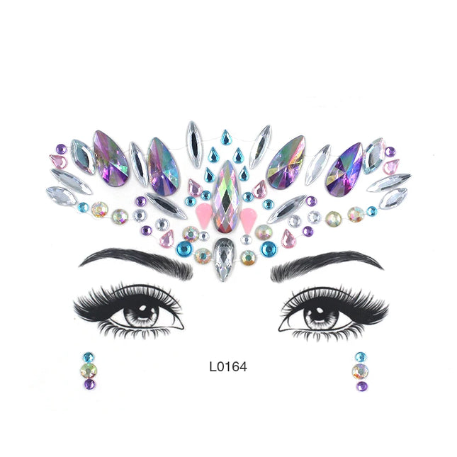 3D Sexy Face Tattoo Crystal Stickers Temporary Tattoos Glitter Fake Tattoo Rhinestones Masquerade Women Party Face Jewels Tattoo