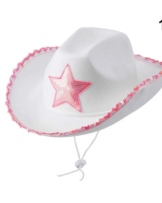 Western Cowboy Hat for Men Women Kids Fedora Outdoor Wide Brim Faux Leather Summer Wide Brim Beach Travel Cap Black White Pink
