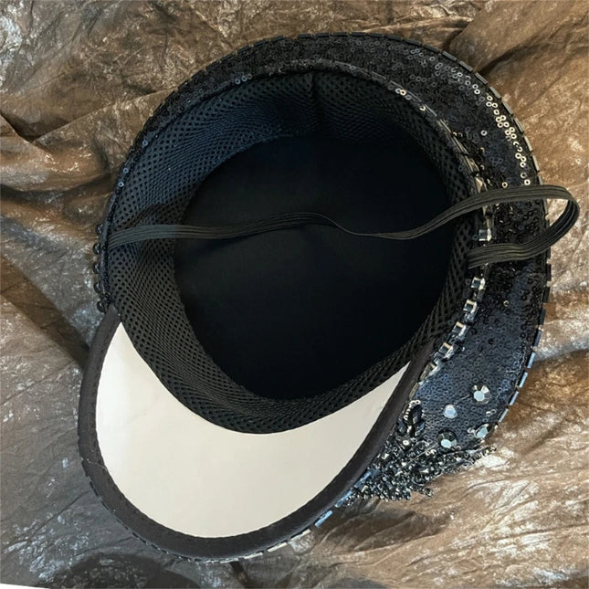 Sparkling Captain Hat Heavy Crystal Sequins Rivets Hat for Bachelorette Party Captain Hat Bride Hat for Actor Actress