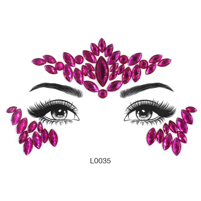 3D Sexy Face Tattoo Crystal Stickers Temporary Tattoos Glitter Fake Tattoo Rhinestones Masquerade Women Party Face Jewels Tattoo