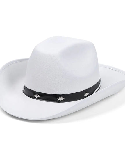 Western Cowboy Hat for Men Women Kids Fedora Outdoor Wide Brim Faux Leather Summer Wide Brim Beach Travel Cap Black White Pink