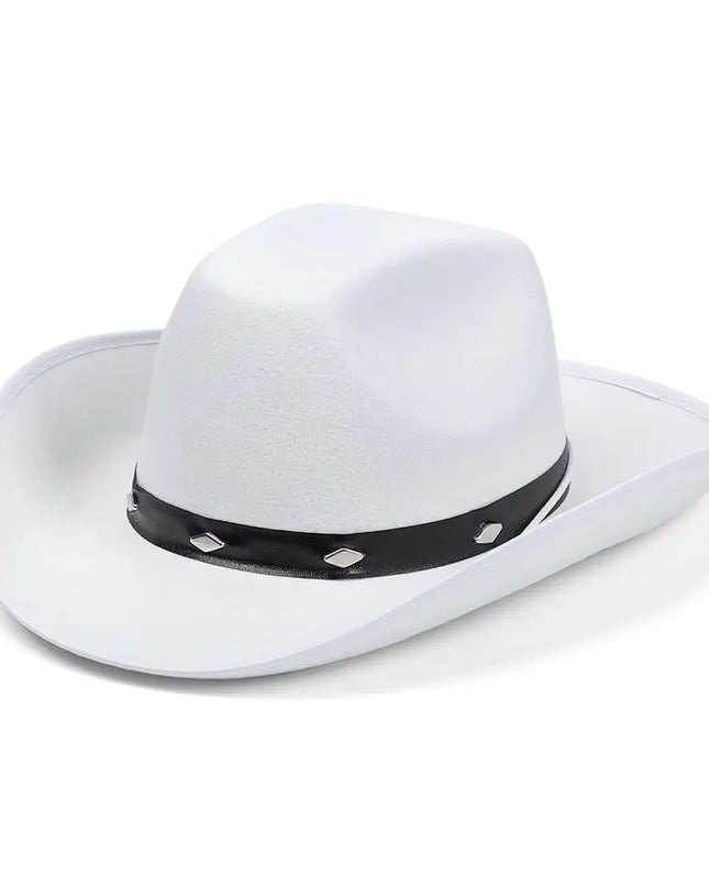 Western Cowboy Hat for Men Women Kids Fedora Outdoor Wide Brim Faux Leather Summer Wide Brim Beach Travel Cap Black White Pink