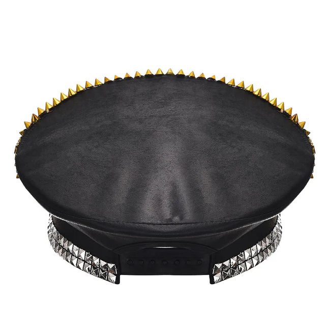 Corzzet Luxury Silver Sequined & Diamonds Club Party Rave Rock Cosplay Accessories Steampunk Military Hat Masquerade Costumes
