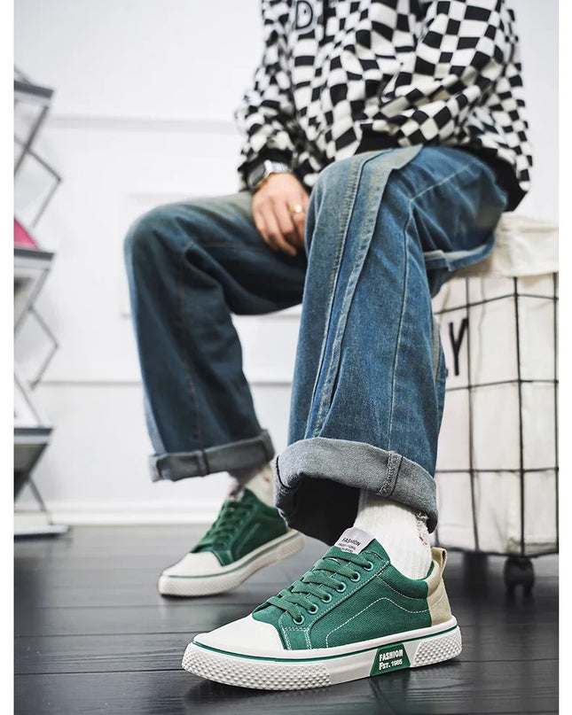 2025 Men's Canvas Shoes Outdoor Fashion Skateboard Shoes for Men Comfor Non-Slip Casual Sneakers Breathable Men Walking Shoes