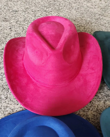 Classic Suede Leather 7.5CM Western Cowboy Women's Fedora Hat Men's Church Jazz Hat Fashion Travel Party Hat Denim Hat 2024