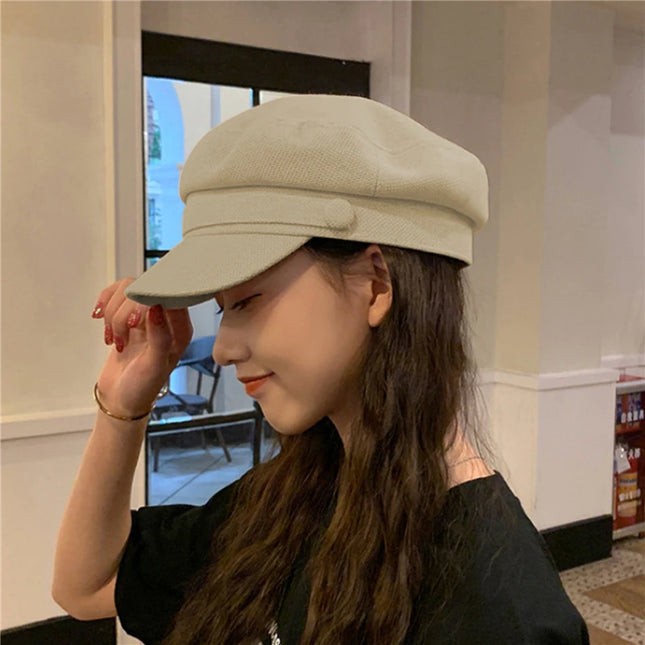 Fashion Women Men Military Hat Spring Autumn Sailor Hats Black Ladies Beret Caps Flat Top Captain Cap Travel Cadet Octagonal Hat
