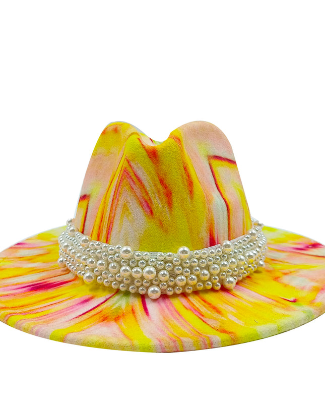 bulk price fedora hat for women Tie dyed hat   3d painted felt hat party hat model photo wide brim panama cap unisex cap