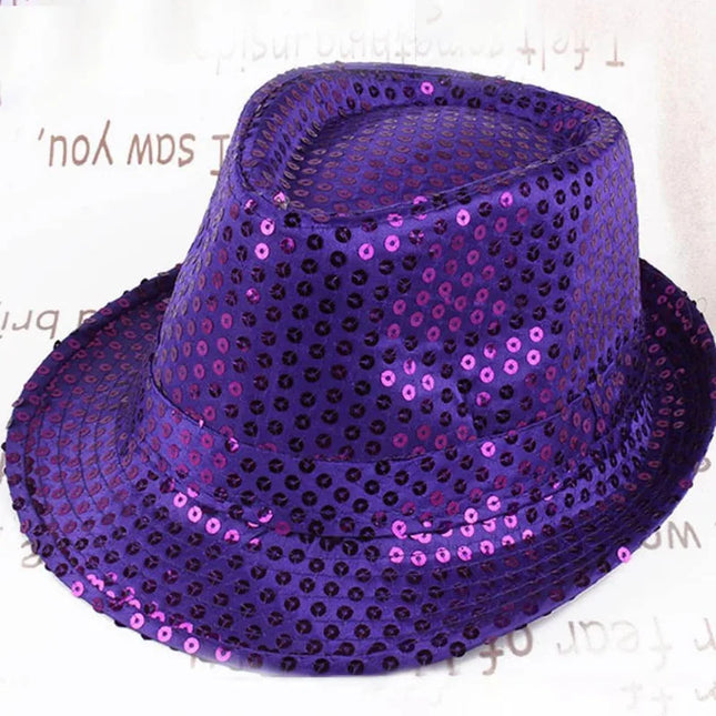 Dance Show Party Jazz Hat Glitter Sequins Cowboy Caps Fashion Role Play Prop Performance Costume Women Men Beading Hats Fedoras