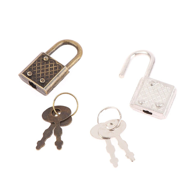 1SET Mini Retro Padlock for Notepad Diary Small Luggage Box Lock With Keys Zinc Alloy Suitcase Locker Hardware Set