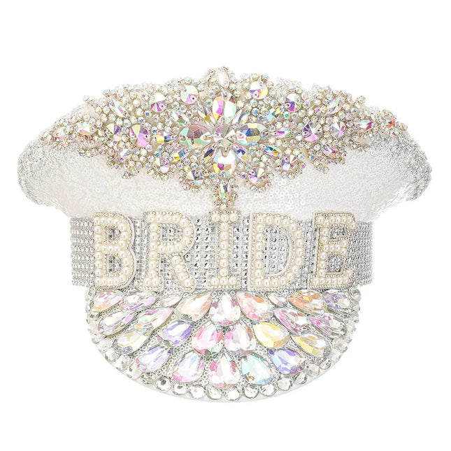 Corzzet Luxury Silver Sequined & Diamonds Club Party Rave Rock Cosplay Accessories Steampunk Military Hat Masquerade Costumes