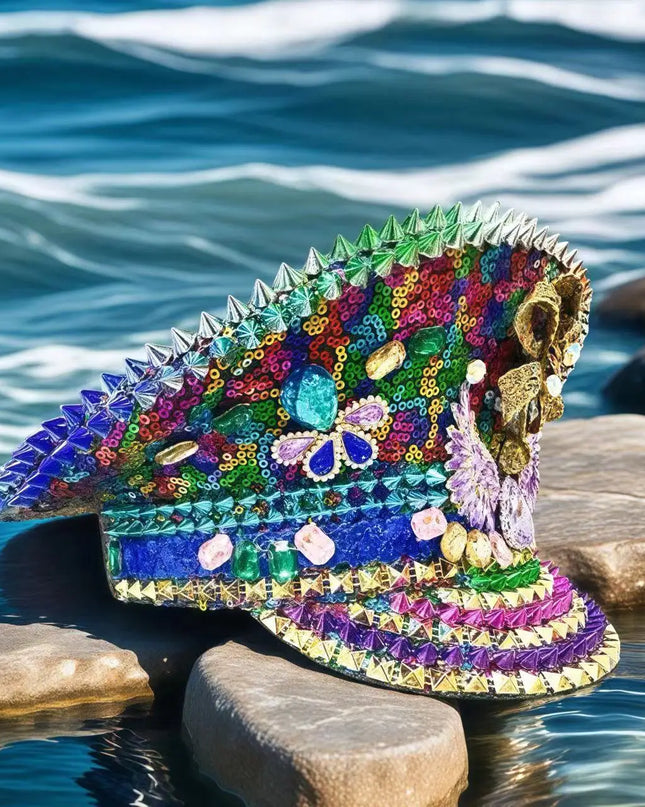 2025 Spring Captains Hat for Men Unisex Handmade Steampunk Burning Man Mardi Gras Hat Masquerade 80% off HongLuan Free Shipping