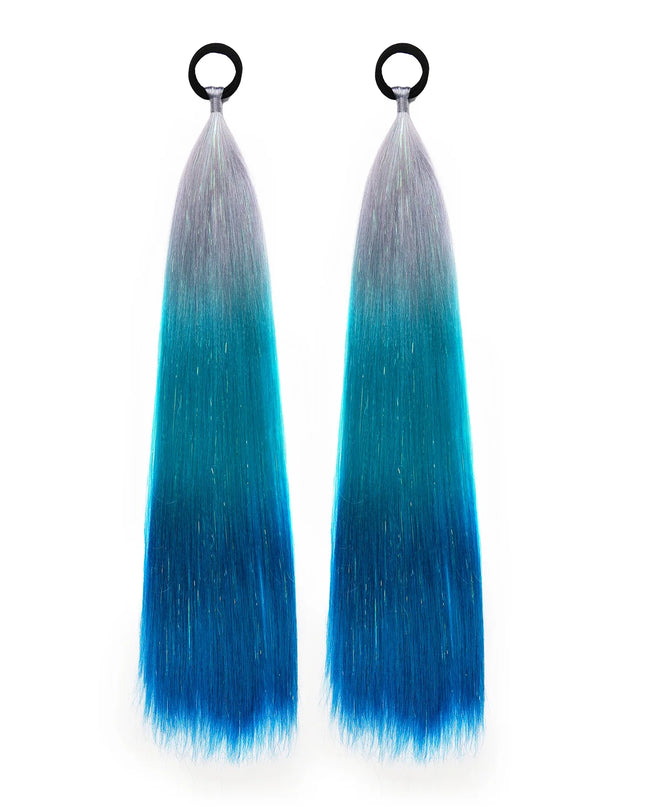 2pcs Synthetic Hair Extensions Ombre Braid Ponytail Blend Hair Tinsels with Hair Tie Crazy Hair Day Accessories For Women Girls