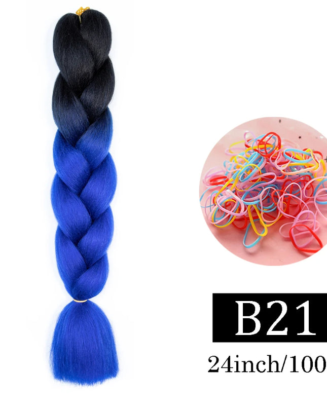 24 Inch Jumbo Braids Extensions Synthetic Braiding Hair Afro Ombre Color kanekalon Hair for Children Braid
