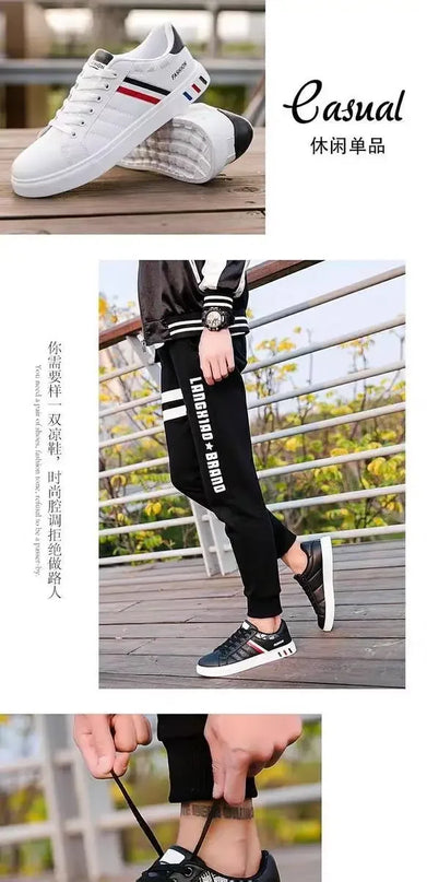 2025 Shoes for men Korean style trendy men's shoes white versatile sports men's casual trendy shoes, flat bottomed board shoes