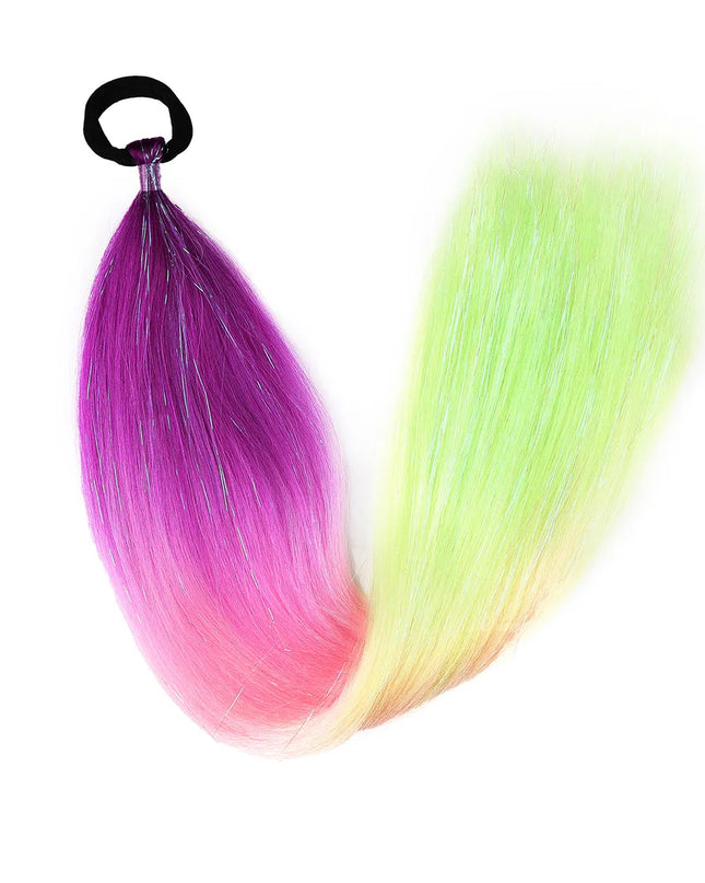2pcs Synthetic Hair Extensions Ombre Braid Ponytail Blend Hair Tinsels with Hair Tie Crazy Hair Day Accessories For Women Girls