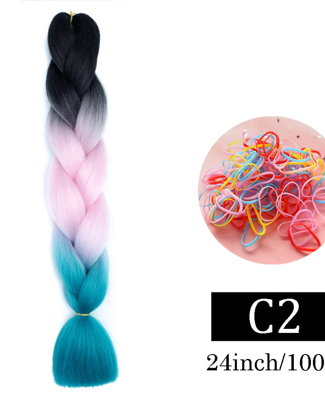 24 Inch Jumbo Braids Extensions Synthetic Braiding Hair Afro Ombre Color kanekalon Hair for Children Braid