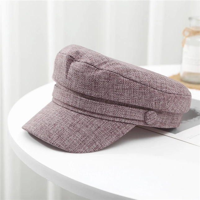 Fashion Women Men Military Hat Spring Autumn Sailor Hats Black Ladies Beret Caps Flat Top Captain Cap Travel Cadet Octagonal Hat