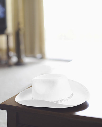Latest Women's Black White Cowboy Hats Wide Brim Rhinestone Cowgirl Hats Women's Girls Cowboy Hats Theme Party