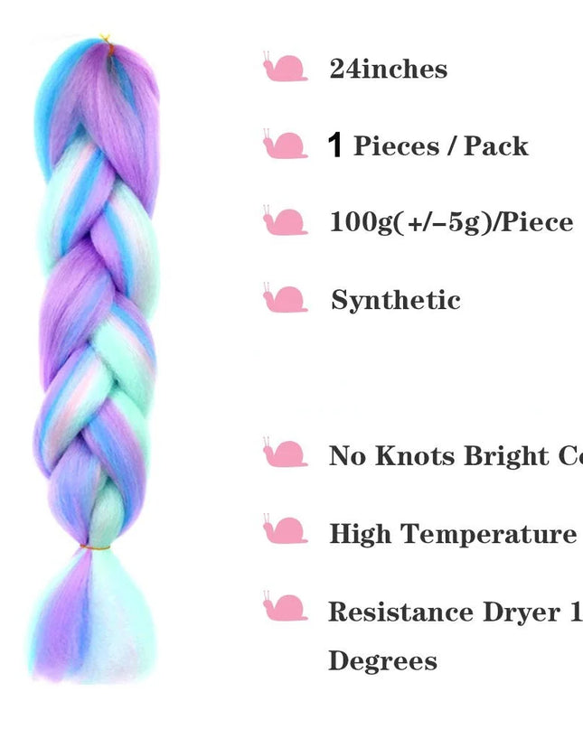 24 Inch Long Braiding Hair 100g 24 Inch Synthetic Braiding Hair Ombre Multiple color mixing Hair Braids Extension