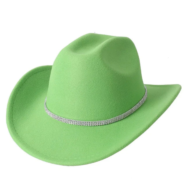 Fashion Rhinestone Girls Cowboy Hat for Women and Men with Shapeable Wide Brim - Felt Cattleman Western Cowgirls Hats Party Hat