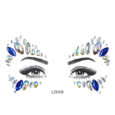 3D Sexy Face Tattoo Crystal Stickers Temporary Tattoos Glitter Fake Tattoo Rhinestones Masquerade Women Party Face Jewels Tattoo