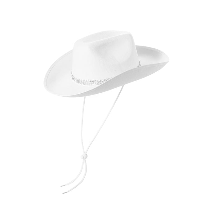 Latest Women's Black White Cowboy Hats Wide Brim Rhinestone Cowgirl Hats Women's Girls Cowboy Hats Theme Party