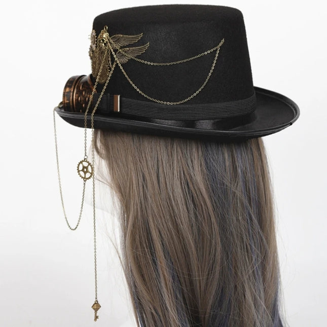Steampunk Top Hat For Men With Goggles Gay Jazz Hat Bowler Top Hat gay top hat Gay Party Costume Carnival Nightclub