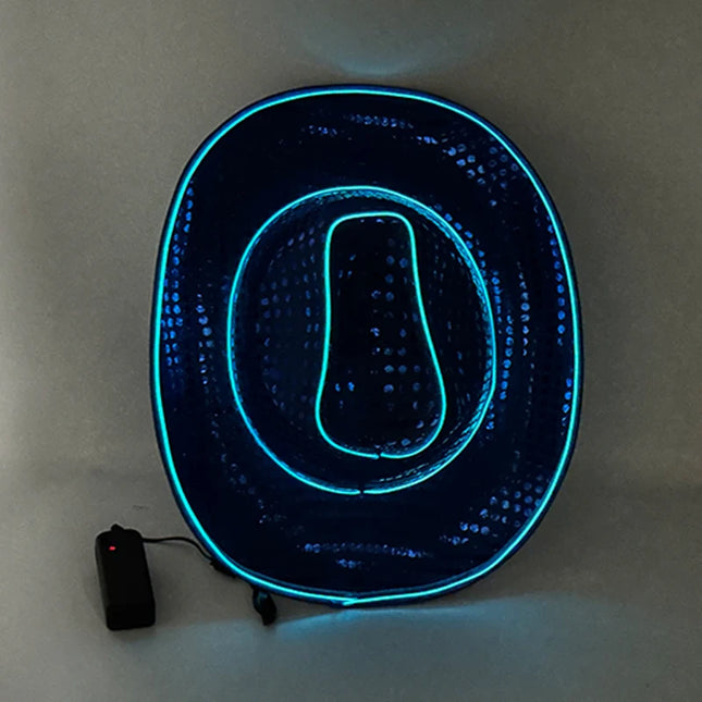 LED Western Cowboy Hat Cowgirl Hat Retro EL Wire Light Brim Jazz Top Hat Bride Cowboy Hat Cosplay Cowboy Costume For Women Men