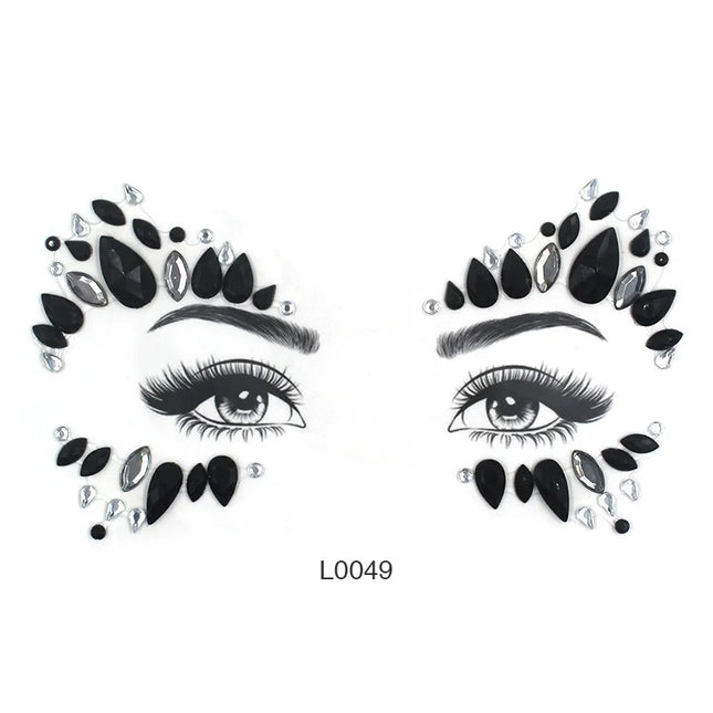 3D Sexy Face Tattoo Crystal Stickers Temporary Tattoos Glitter Fake Tattoo Rhinestones Masquerade Women Party Face Jewels Tattoo