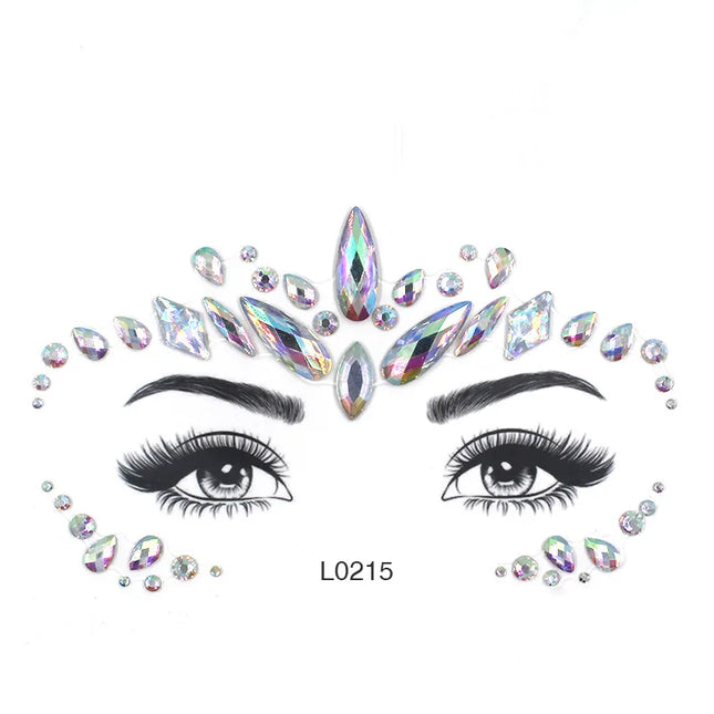 3D Sexy Face Tattoo Crystal Stickers Temporary Tattoos Glitter Fake Tattoo Rhinestones Masquerade Women Party Face Jewels Tattoo