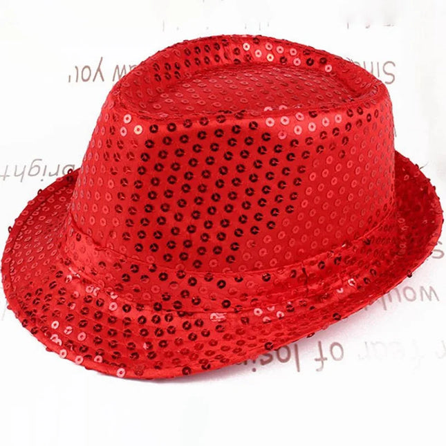 Dance Show Party Jazz Hat Glitter Sequins Cowboy Caps Fashion Role Play Prop Performance Costume Women Men Beading Hats Fedoras
