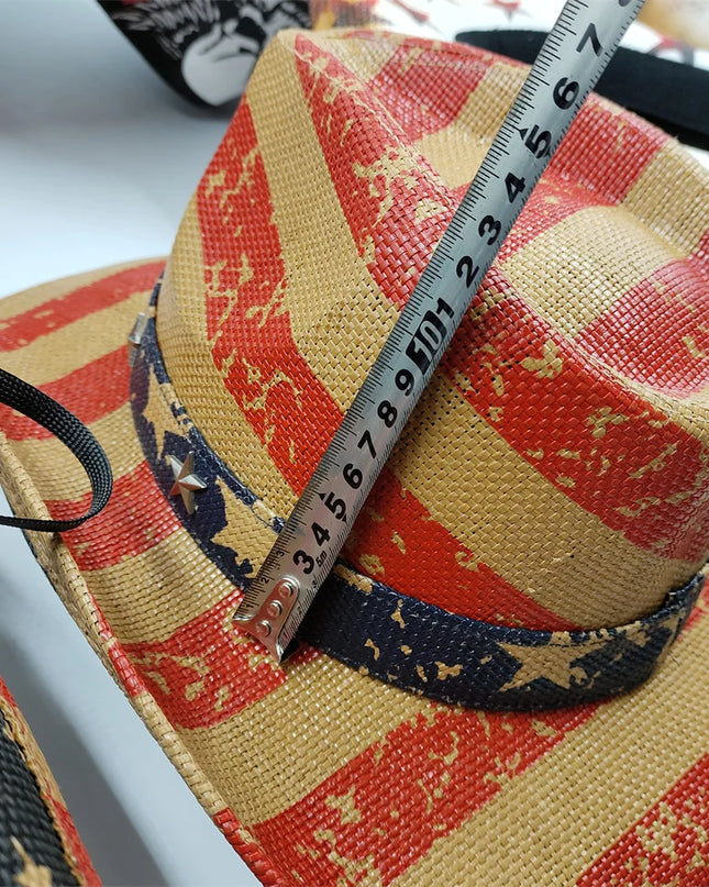Army Green Camo Cowboy Hat Straw Hat Star Jazz Straw Hat Panama Paper Grass Western United States Cowboy Hat Fashion Travel